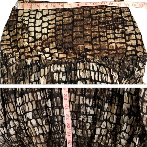 ELLOQUENT Animal Print Tiered Midi Skirt MADE IN CANADA Sz S - Picture 2 of 3